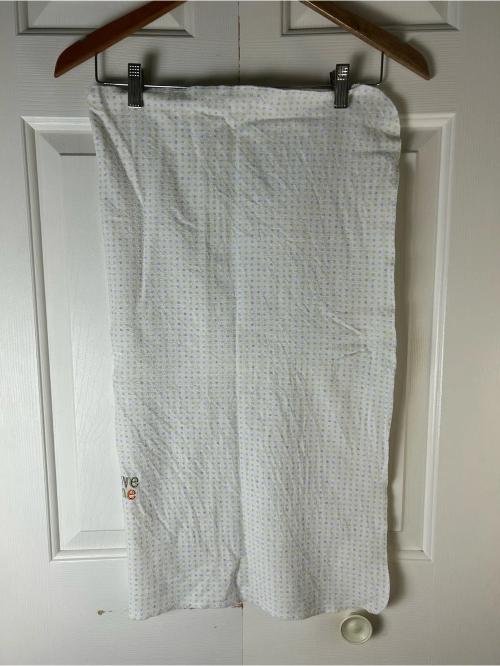 Just One You by Carter's Love Me Baby Receiving Blanket Flannel Green White Dots